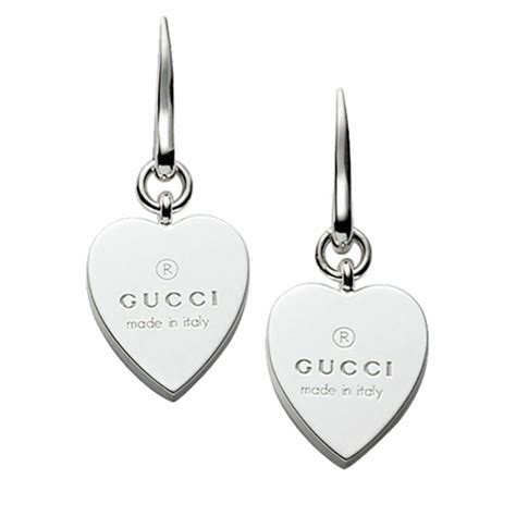 gucci silver earrings with heart motif|gucci trademark heart earrings.